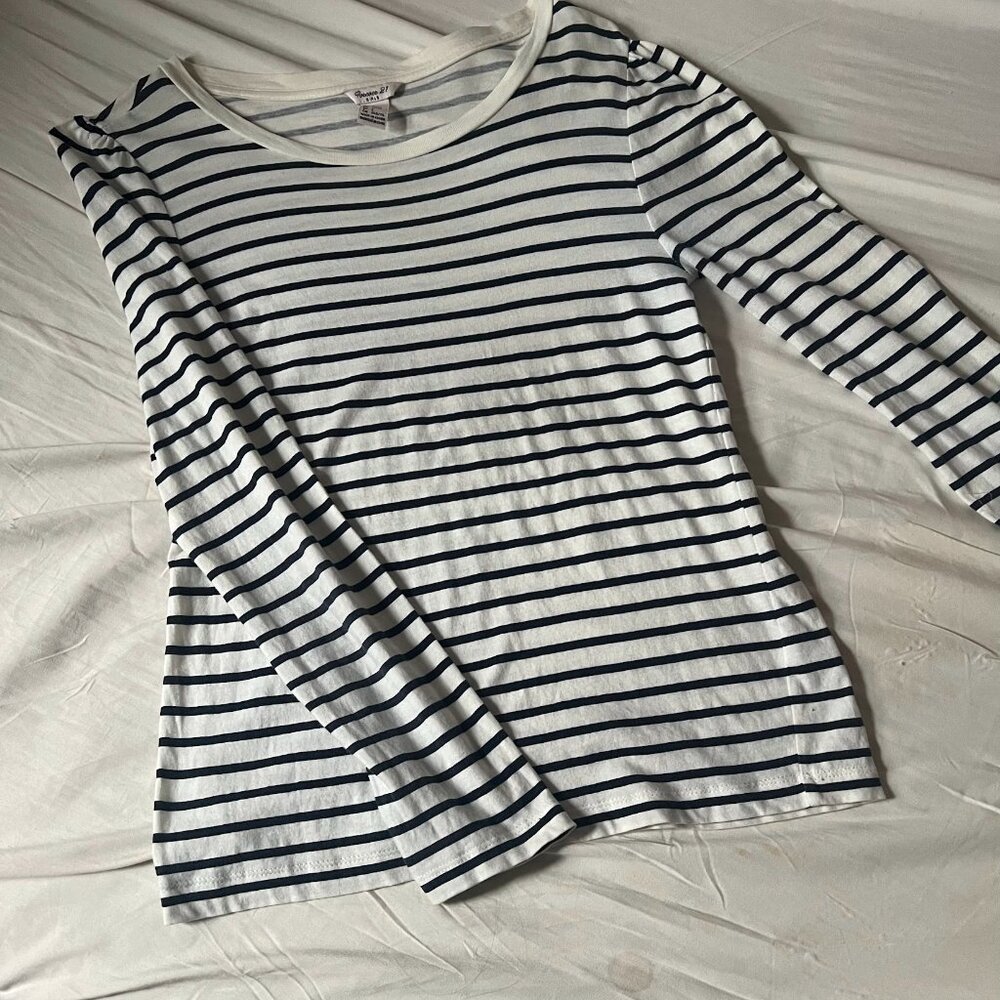 Forever 21 Girls Black + White Striped Long Sleeve T-Shirt